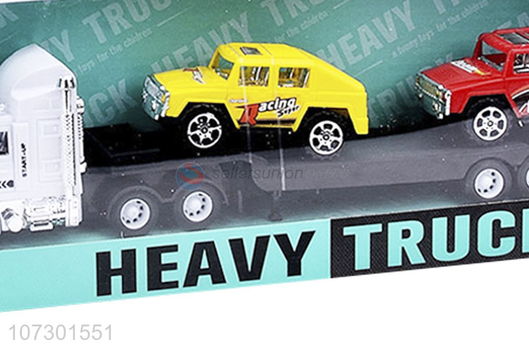 Hot Sale Inertial Heavy Trailer Friction Truck Toy With Two Cars For Kids