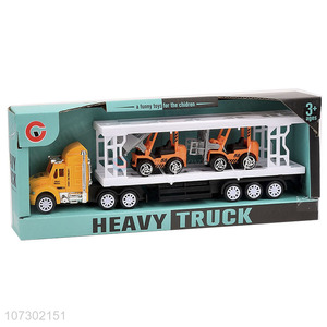 Hot Sale Inertial Heavy Trailer Truck Toy Cariing Two Engineering Vehicles