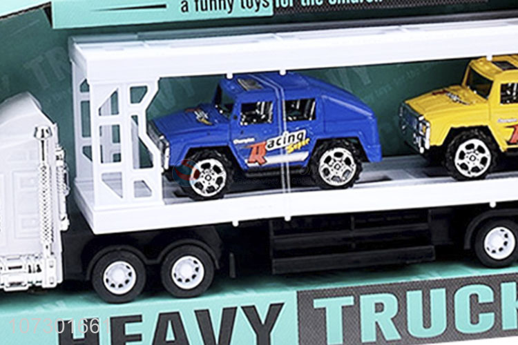 New Style Plastic Inertial Heavy Trailer Toy Truck Carrying Two Cars