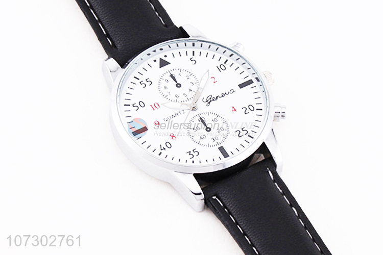 Best Sale Round Dial PU Leather Watchband Men Watch