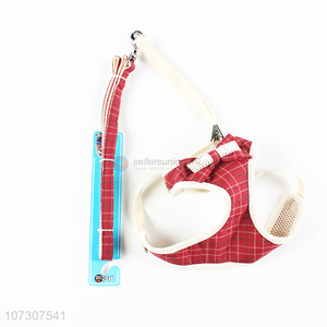 Most popular pet accessories checks printed <em>dog</em> <em>harness</em> with bowknot