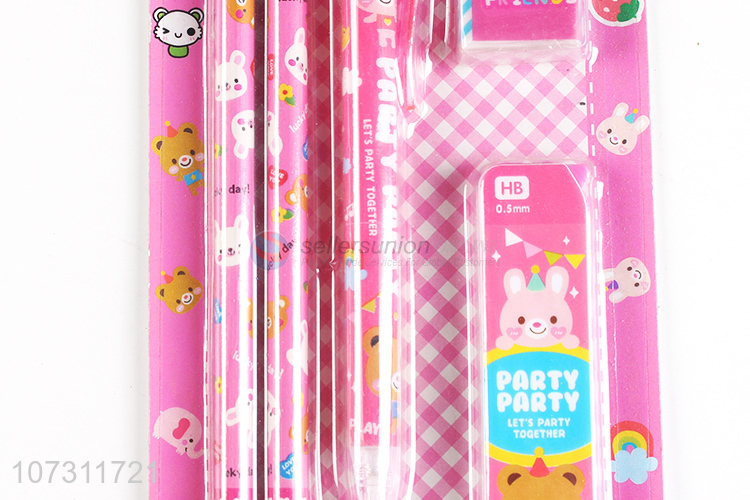 Cute Animal Pattern Pencils With Mechanical Pencil Stationery Set