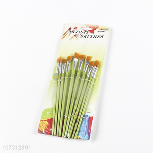 China manufacturer art supplies 10pcs plastic handle painting brush watercolor paintbrush