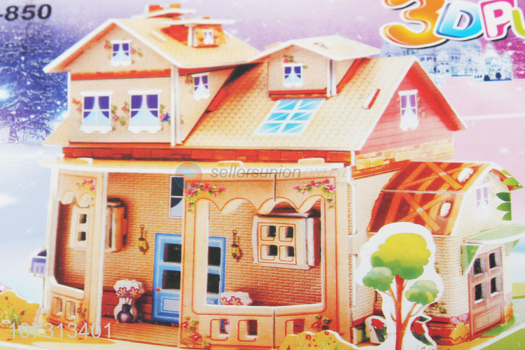 Premium quality kids educational toy 3d house jigsaw puzzle