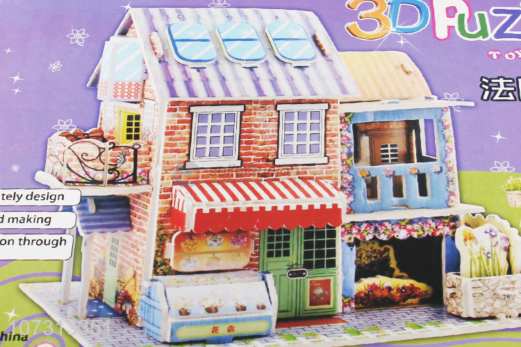 China manufacturer children paper puzzle 3D flower house puzzle toy