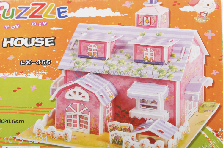 Attractive design kids educational toy 3d house jigsaw puzzle