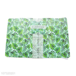 Latest design 12pcs green leaf printed frosted pp placemat and cup mat set