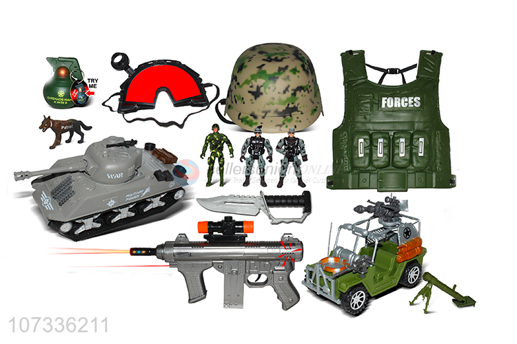 Good Sale Infrared Sound-Light Submachine Gun/Grenade Inertial Tanks Play Set