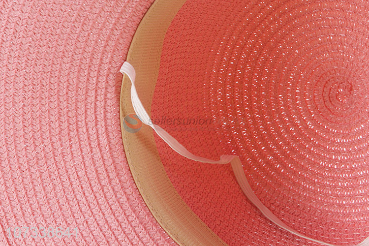 New Summer Female Sun Hat Bow Ribbon Beach Floppy Straw Hats For Women