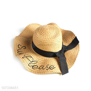 New Popular Embroidery Beach Summer Sun Lady Paper Straw Hat