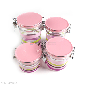 Custom 4 Pieces Plastic Canister Storage Jar Set