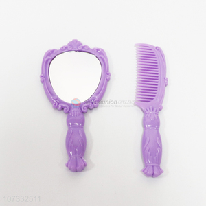 Good Factory Price Plastic Handheld Mirror With Plastic Comb Set