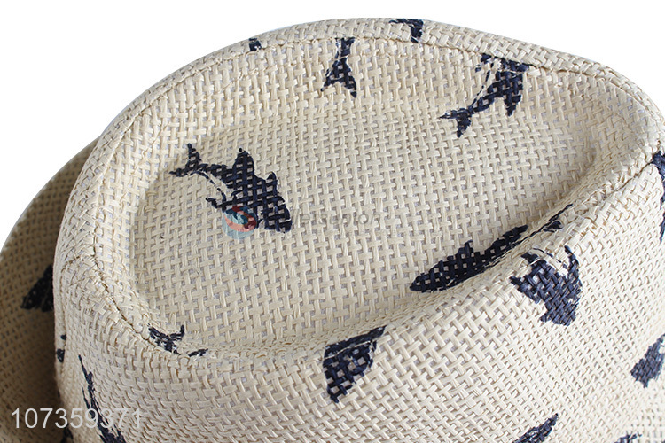 Good Quality Shark Pattern Straw Hat Billycock Casual Sun Hat