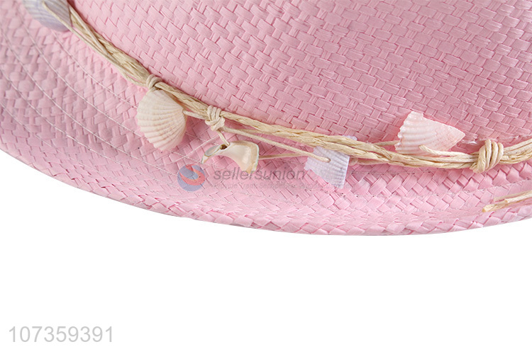 Custom Pink Straw Fedora Hat Fashion Sun Hat