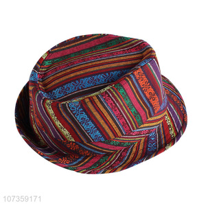 Wholesale Ethnic Style Colorful Fedora Hat Cotton Hat