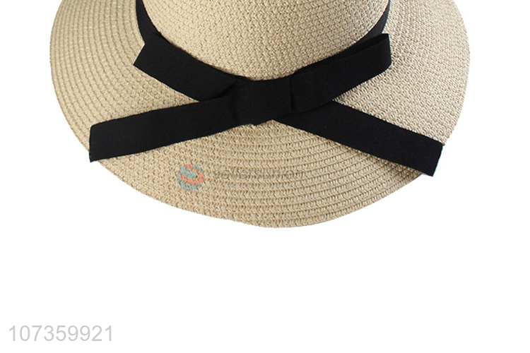 High Quality Fashion Bucket Hat Straw Hat With Black Ribbon