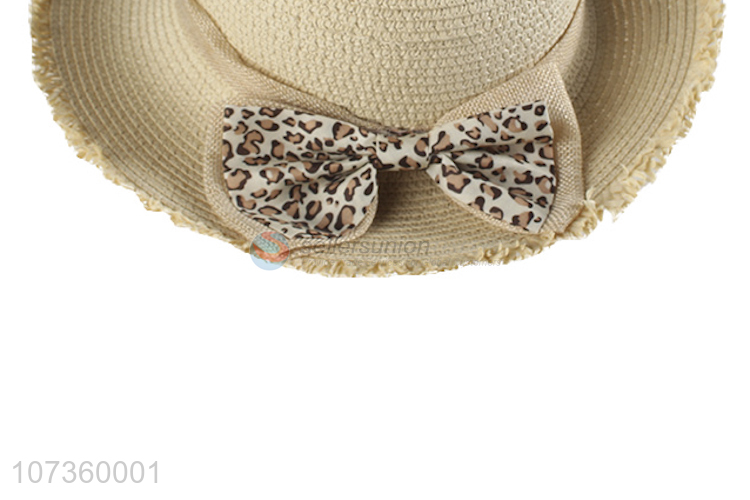 Fashion Bowknot Design Straw Bucket Hat Summer Sun Hat