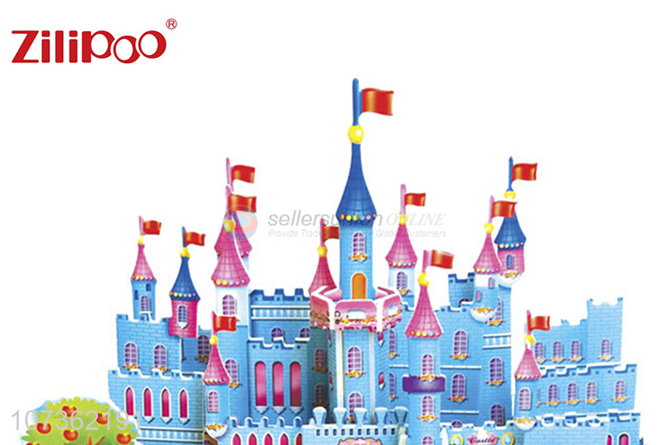 Wholesale 3D Paper Jigsaw Blue Castle Puzzle Toys Kids Diy Educational Toys