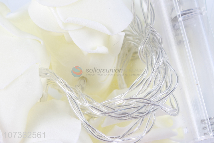 Wholesale Battery Powered Plastic White Rose Flower Party String Lights