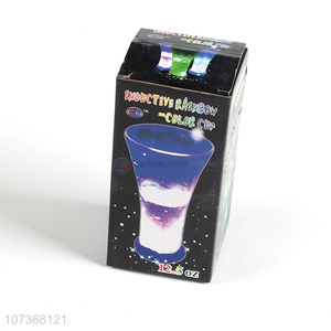 Latest design liquid activate blinking plastic flower cup juice cup
