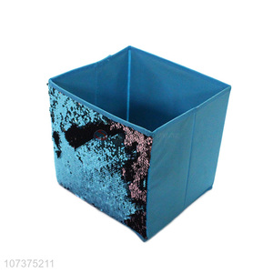 Latest style folding shiny sequin nonwoven storage box home storage bins