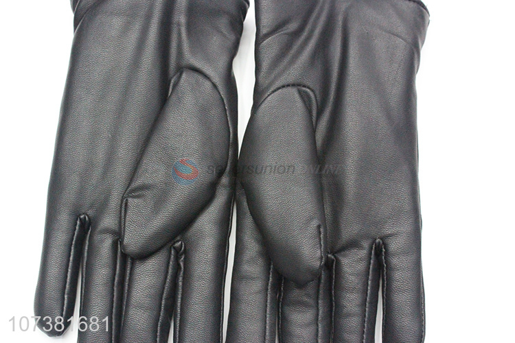 Wholesale Custom Ladies Fashion Gloves Balck Washed Leather Gloves