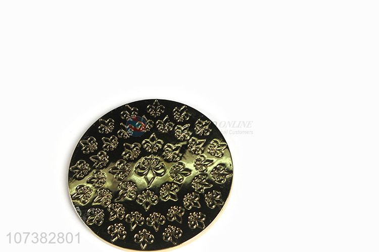 New products personalized single sided round embossing alloy makeup mirror