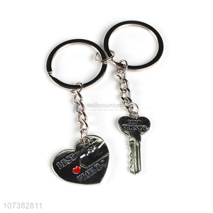 Best selling key heart metal key chain creative valentine's day gift