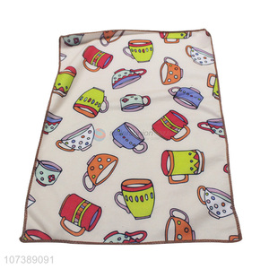 Cartoon Cup Pattern Colorful Tea Towel Soft Cleaning Cloth