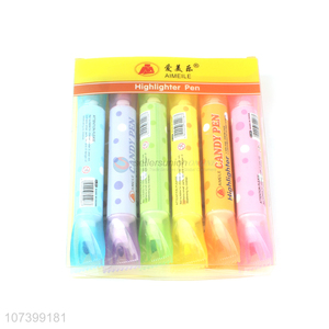 Factory price 6 pieces plastic highlighter pens for students