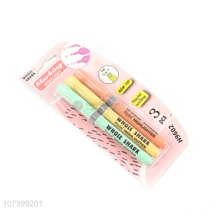 Online wholesale 3 pieces plastic highlighter marking pens