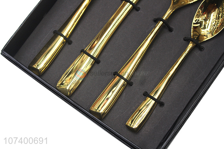 China manufacturer personalized gold 4 pieces stainless steel cutlery set