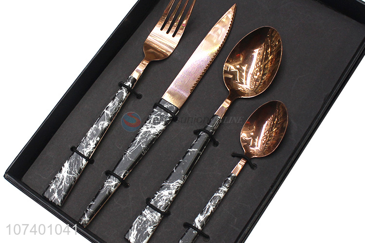 Wholesale high-end deluxe stainless steel cutlery metal dinnerware set