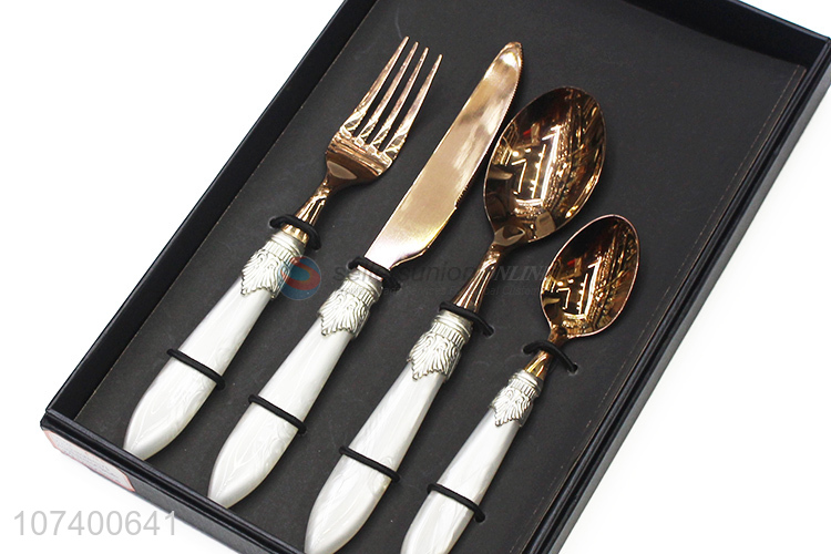 Suitable price luxury acrylic stainless steel cutlery metal tableware set