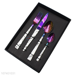 Colorful high-end luxury metal flatware set for western restaurant