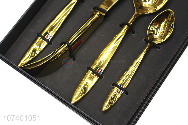 Good supplier personalized gold plating stainless steel cutlery set