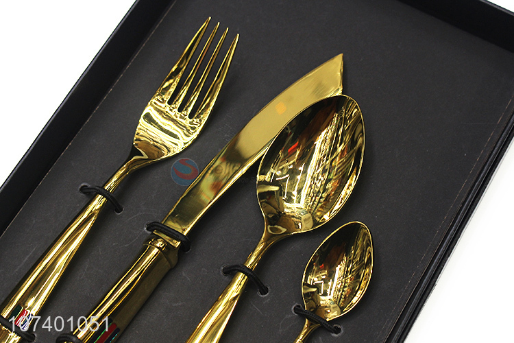 Good supplier personalized gold plating stainless steel cutlery set