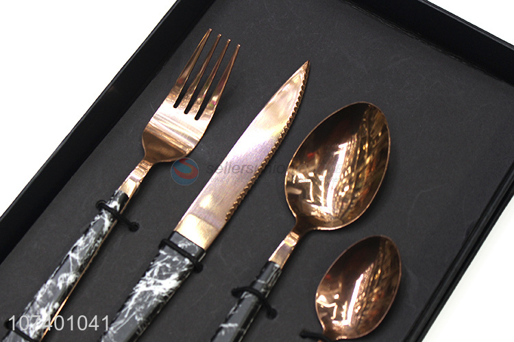 Wholesale high-end deluxe stainless steel cutlery metal dinnerware set