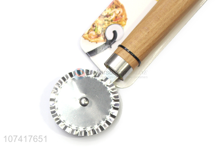 Good Quality Stainless Steel Pizza Cutter Wheel With Wooden Handle