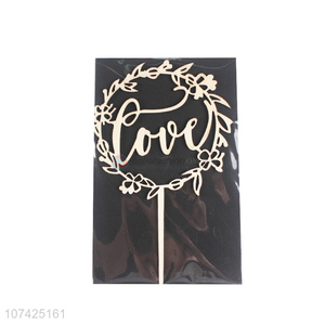 Hot selling laser cut wooden cake topper for wedding decoration