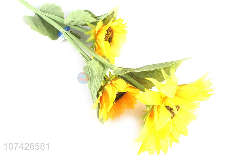 High quality indoor decoration aritificial sunflower fabric cloth flower