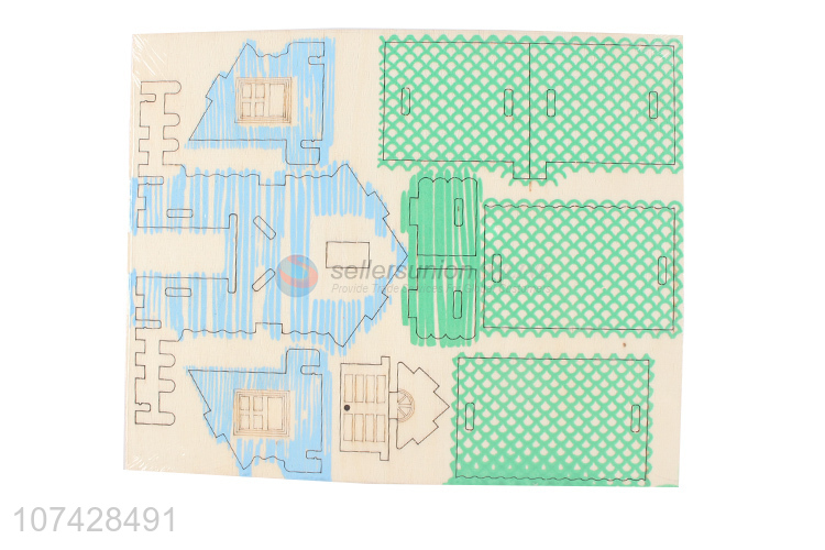 Custom 3D Wood Simulation House Model Educational Puzzle Toy