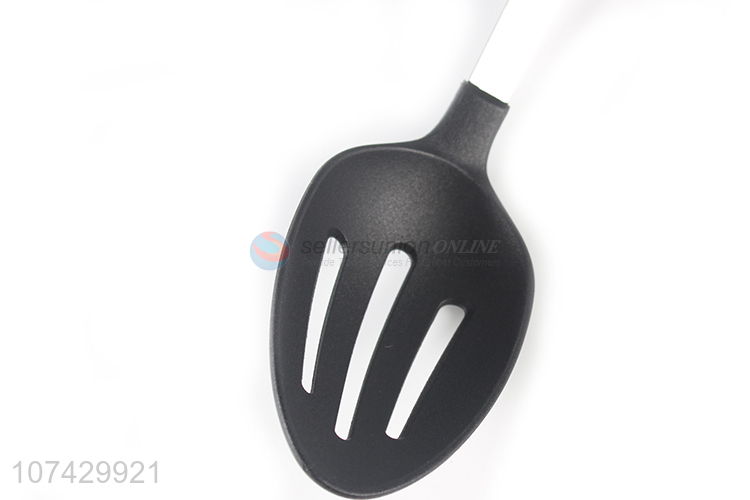 Suitable price nylon cooking tools nylon slotted spoon with metal handle