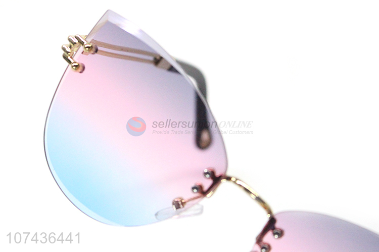 Hot products gradient rimless lens ladies sunglasses uv 400 sunglasses