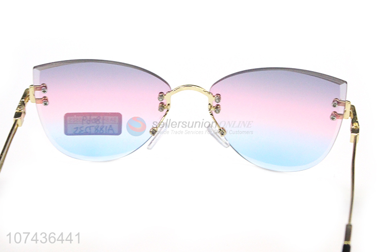 Hot products gradient rimless lens ladies sunglasses uv 400 sunglasses