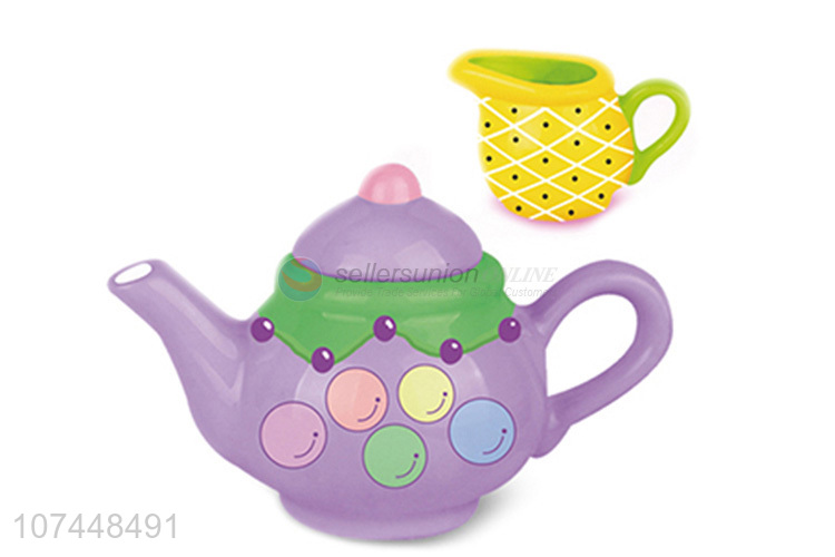 New design educational diy painting ceramic tea set toy