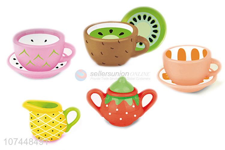 New design educational diy painting ceramic tea set toy