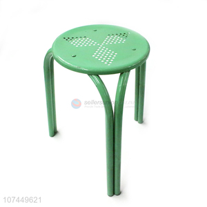 Unique Design Green Metal Round Shape 3 Legs Stool