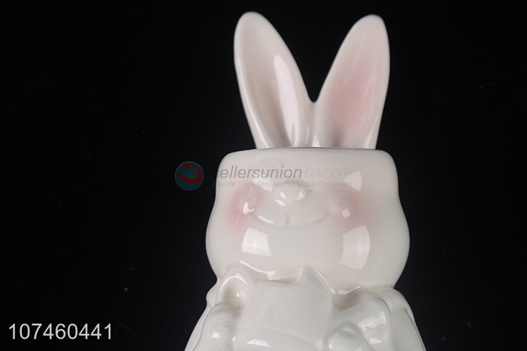 Cute Design Ceramic Rabbit Flower Vase Decorative Crafts