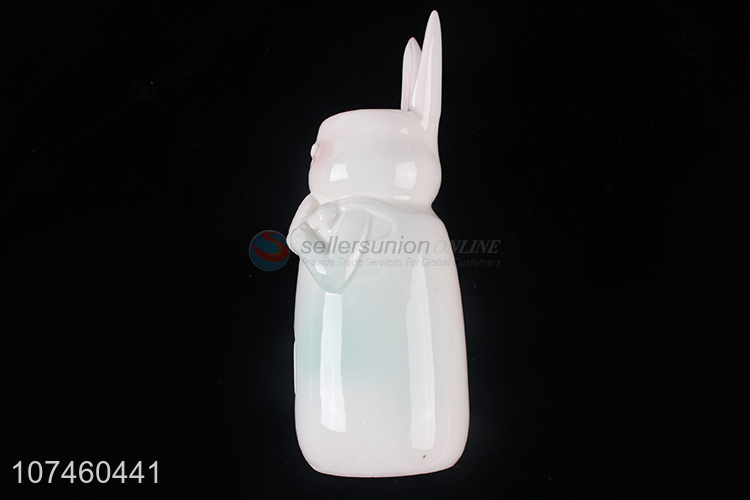 Cute Design Ceramic Rabbit Flower Vase Decorative Crafts